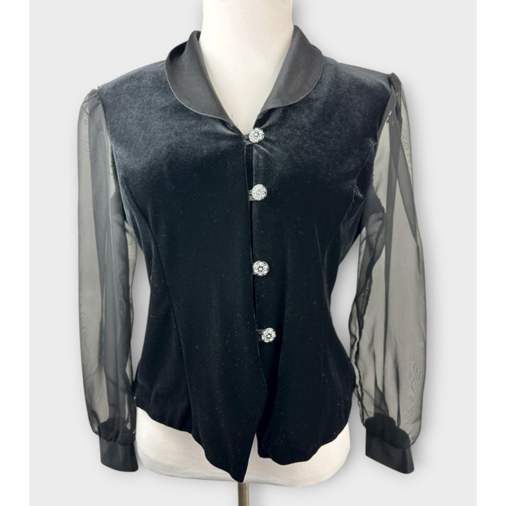 Vintage Another Thyme Velvet Top Size Large Fairy Grunge Victorian Jewel Buttons - Picture 9 of 10